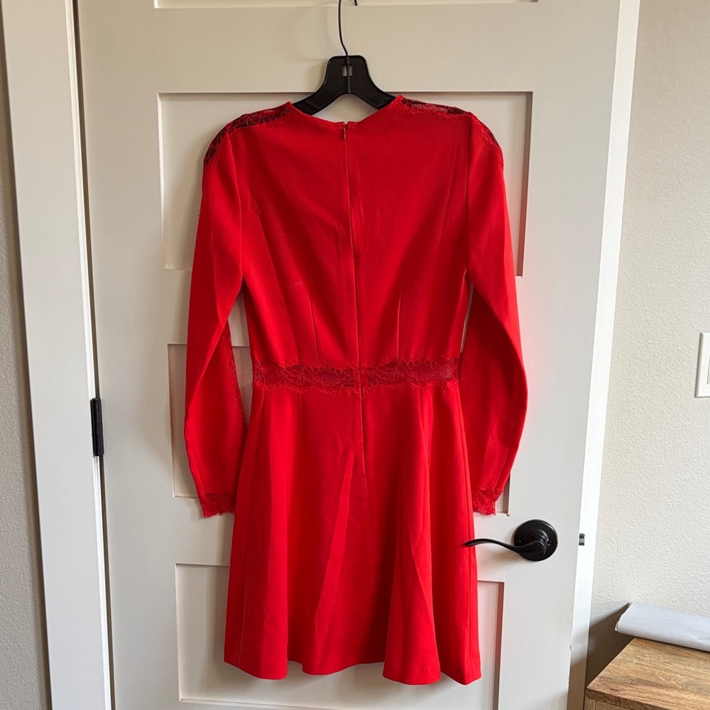 The Kooples Red Long Sleeve Dress with Lace - Picture 3 of 6